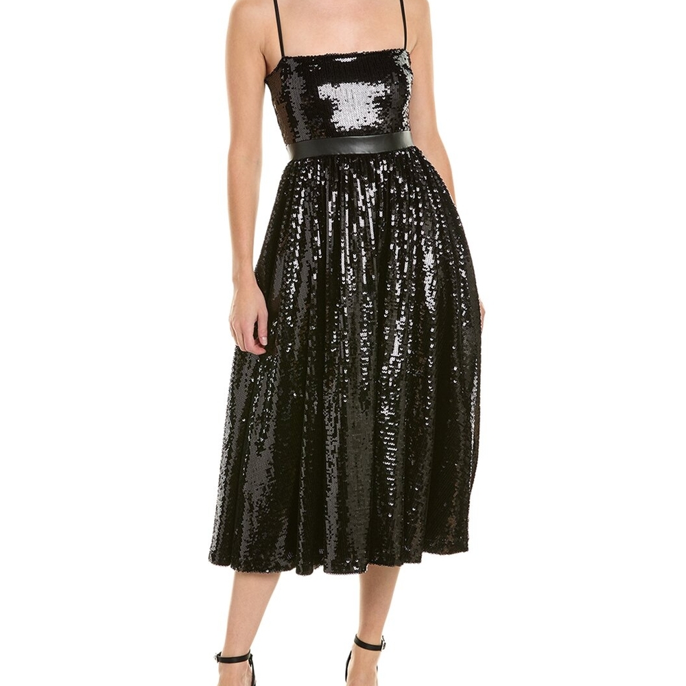 Black Sequin Midi Dress